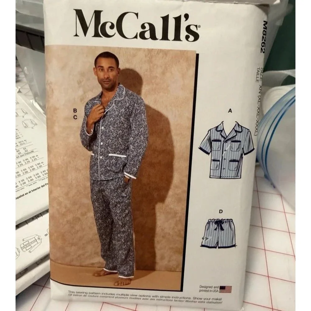 xn(xl-xxxl), M8262 McCall's Sewing Pattern Men's Pajamas, Cut around all sizes